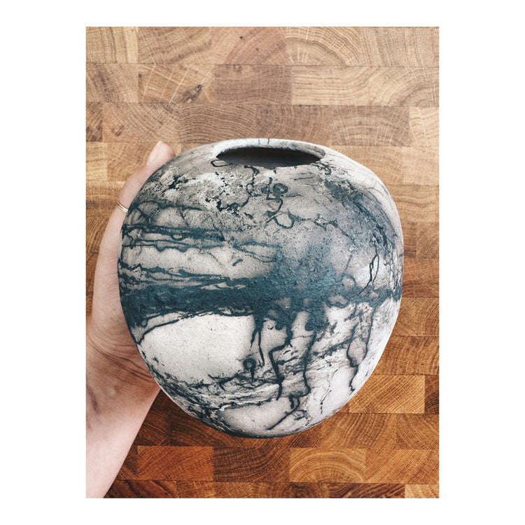 MOON JAR • horsehair raku