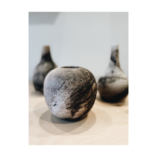 MOON JAR • horsehair raku